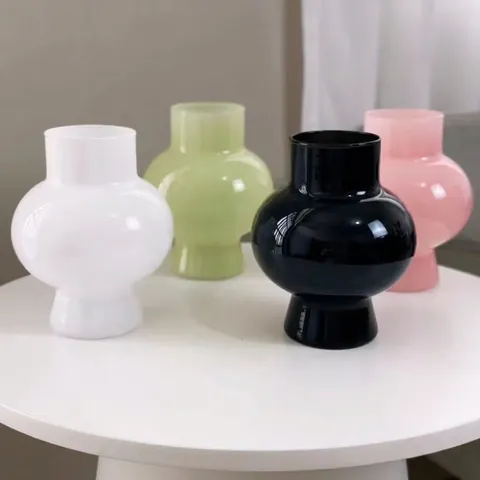 Modern Minimalist Glass Vase Lantern Shape Decorative Flower Vessel For Living Room Tabletop Home Decor Nordic Style