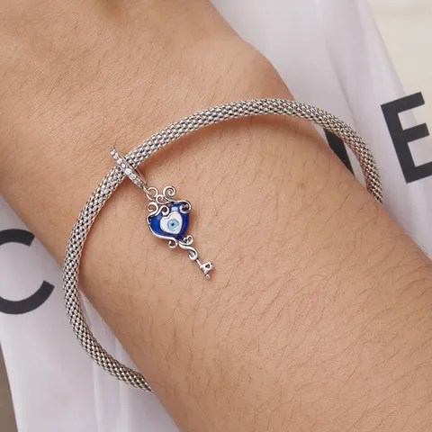 925 Sterling Silver Evil Eye Charms Pendants With Zircon Enamel For DIY Bracelets Jewelry Making Retro Mysterious Women