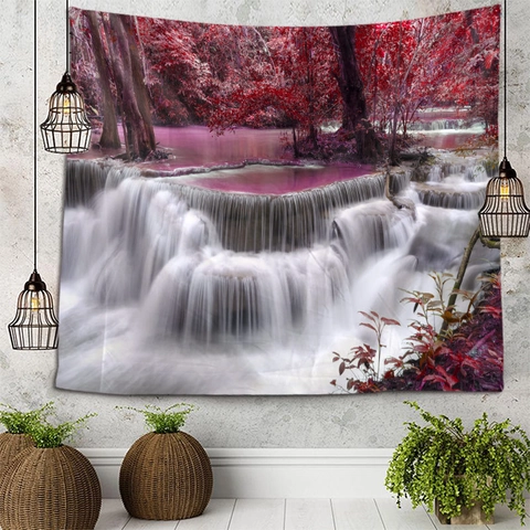 Arazzo Paesaggio Naturale Cascata Tessuto Poliestere Decorazione Parete Stampa Digitale 3D Per Camera Da Letto Soggiorno Dormitorio
