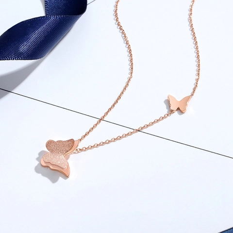 Butterfly Necklace Earrings Stainless Steel 18K Gold Plated Frosted Polished Minimalist Jewelry For Women Elegant Sweet