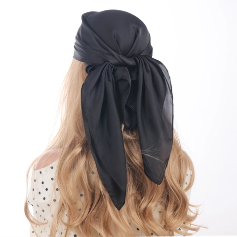 Solid Color Satin Square Scarf Faux Satin Headscarf Soft Satiny Hijab Hair Accessory Fashion Neck Shawl For Women