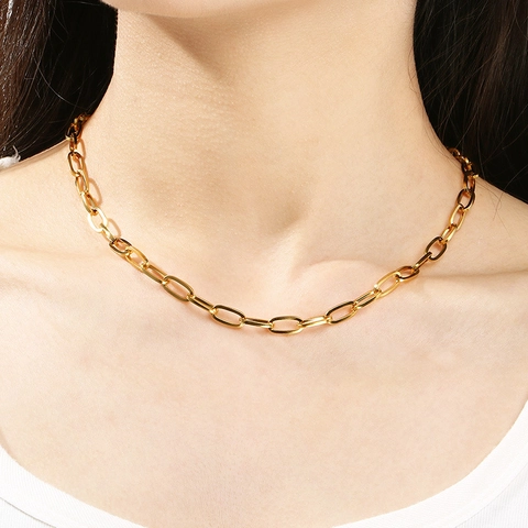 Collana A Catena Splicing In Acciaio Inossidabile Con Chiusura OT Toggle Placcato Oro Maglie Curb Paperclip Gioielli Unisex
