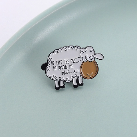 Süße Cartoon Schaf Emaille Brosche Legierung Pin Religiöse Christliche Bibelvers Zitat Glaube Schmuck Geschenk Accessoire