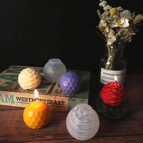 Molde De Silicona Para Velas Esférico Textura De Ondas Geométricas Aromaterapia Yeso Jabón Artesanía Decoración Hogar