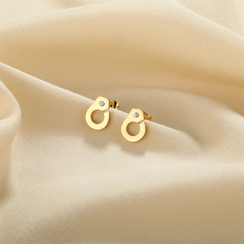 Minimalistische Edelstahl Ohrstecker Für Damen 18K Vergoldet Handschellen Rund Kreisförmig Strass Zierliche Kleine Ohrringe Mode Schmuck Accessoire Geschenk