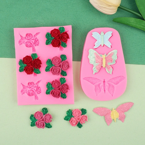 Rose Flower Leaf Butterfly Silicone Mold For Fondant Cake Decorating DIY Handmade Craft Chocolate Soap Aromatherapy Plaster