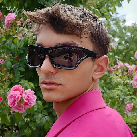 Mode Wrap Around Sonnenbrille UV400 Schutz PC Rahmen AC Linse Y2K Futuristische Cyberpunk Brille Für Fahren Sport Unisex