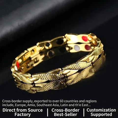 Bracciale Magnetico Uomo Motivo Drago Metallo Staccabile Energia Terapia Gioielli