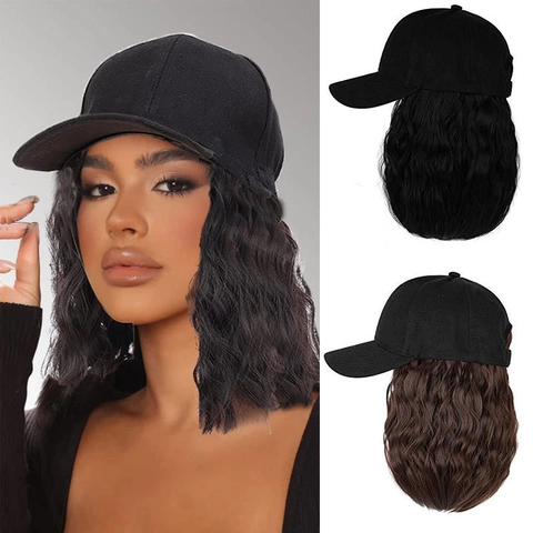 Cappello Da Baseball Con Parrucca Sintetica Lunga Ondulata Riccia Postina Di Moda Per Donne Copricapo Naturale