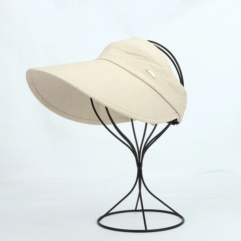 Women Sun Visor Hat Wide Brim UV Protection Empty Top Adjustable Acrylic Knit Casual Outdoor Summer Beach Travel