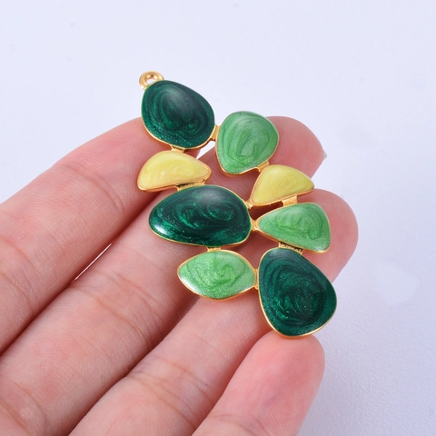 Stainless Steel Enamel Flower Leaf Pendants For Earrings DIY Jewelry Making Findings Colorful Oil Drip Charms