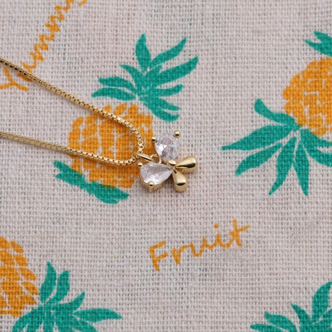 Collar Con Colgante De Mariposa Cobre Con Circonita Clara Cadena De Caja Joyería De Moda Simple Mujer Regalo Elegante
