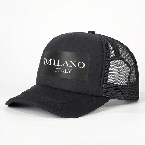 Gorra Trucker Milano Italy Print Malla Poliéster Transpirable Snapback Ajustable Gorra De Béisbol Para Sol Exterior