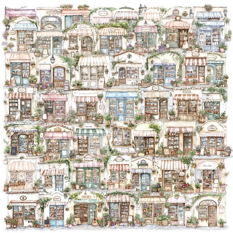 Vintage Watercolor Storefront PET Stickers Waterproof Transparent European Architecture Decals For Scrapbooking Decoration