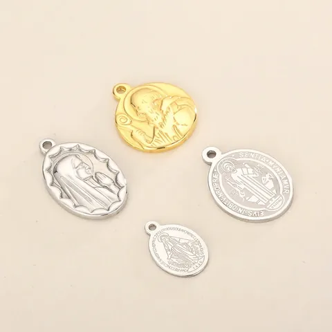 Colgantes Religiosos Virgen María San Benito De Acero Inoxidable Dijes Retro Para Fabricación De Joyas DIY Estilo Hip Hop