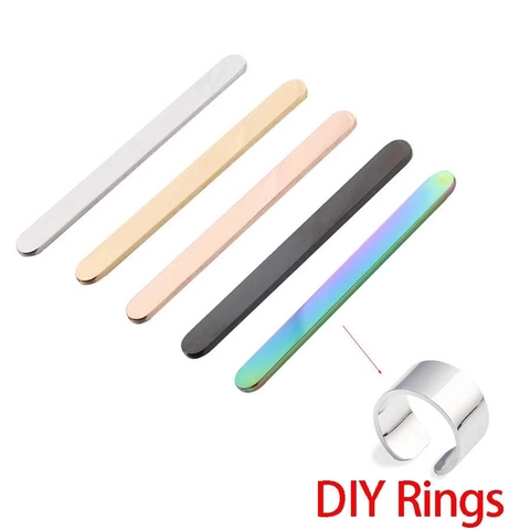 Espacios Para Anillos DIY Acero Inoxidable Pulido Espejo Tiras Metálicas Planas Para Fabricación De Joyas Artesanía Grabado Borde Redondo