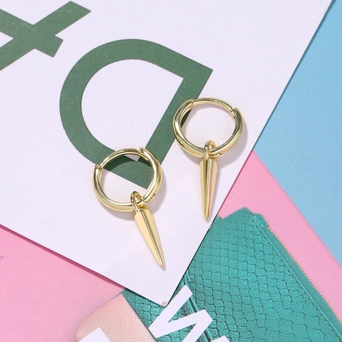 Klassieke Koperen Oorbellen Voor Dames Minimalistische Geometrische Halve Cirkel Visblad Veiligheidsspeld Sieraden
