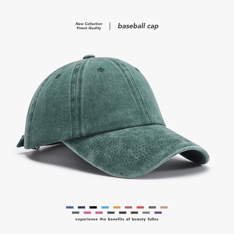 Washed Cotton Baseball Cap Vintage Solid Color Adjustable Soft Top Sun Hat Breathable Retro Unisex Outdoor Sport Headwear