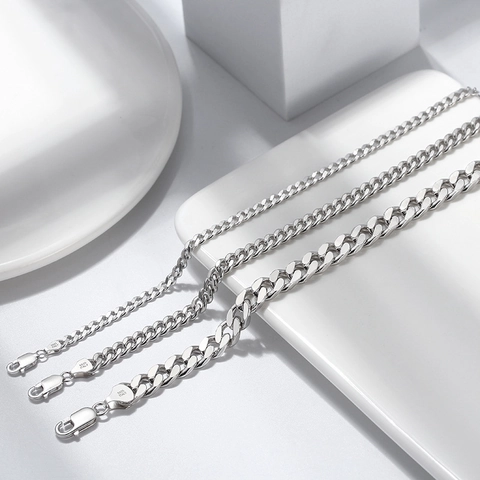 Cuban Link Chain Necklace 925 Sterling Silver Curb Chain Hip Hop Streetwear Jewelry For Men Women
