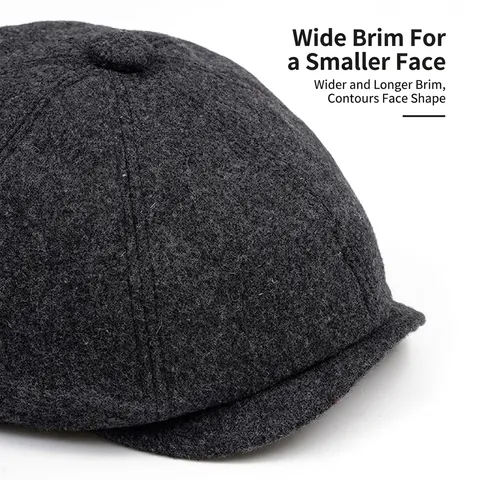 Vintage Newsboy Cap Wool Blend Warm Octagonal Hat For Men Adjustable British Retro Style Flat Ivy Beret Accessory