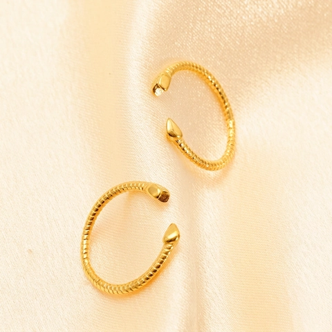 Snake Ring 18K Gold Plated Stainless Steel Adjustable Open Band Minimalist Fashion Jewelry For Women