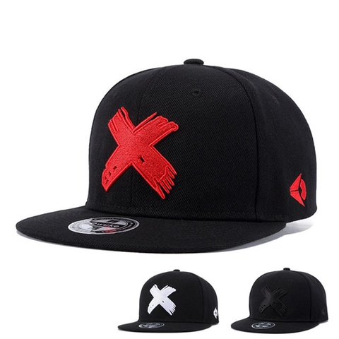 Snapback Hat Hip Hop Cap Baumwolle Polyester 3D X Stickerei Flache Krempe Verstellbar Streetwear Punk Für Herren Damen