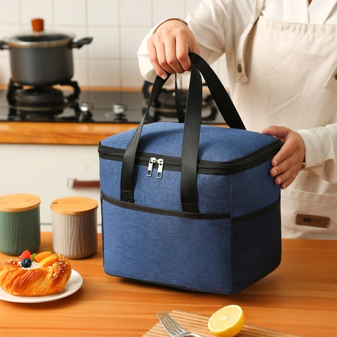 Isolierte Kühltasche Kationisches Oxford Tuch Große Kapazität Wasserdichte Thermotasche Bento Tasche Für Picknick Büro Schule