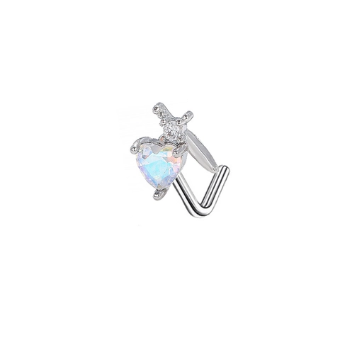 Piercing Naso In Acciaio Inossidabile A Forma Di L Cuore Zircone Ala Stella Gioielli Gotico Estetica Moda