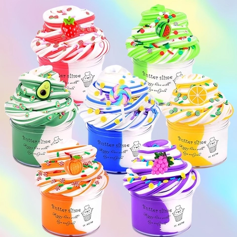 Butter Slime Modeling Clay Super Soft Non Sticky With Cute Charms Sensory DIY Toys For Kids Boys Girls Stress Relief