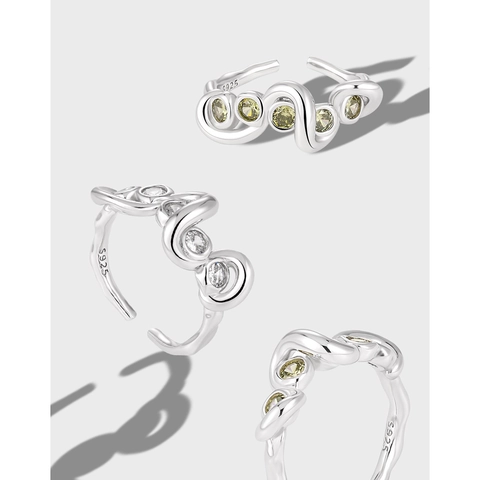 Wellen Ring 925 Sterlingsilber Zirkonia Verstellbar Offen Minimalistisch Ästhetischer Schmuck Für Damen Mädchen Geschenk