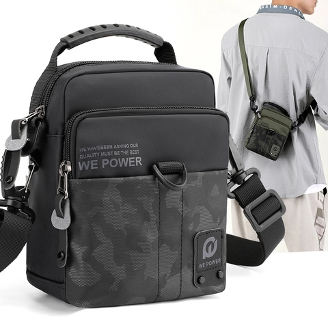 Borsa a Tracolla in Nylon Impermeabile da Uomo Camuffamento Giuntura Piccola Borsa a Spalla per Viaggio Quotidiano Casual