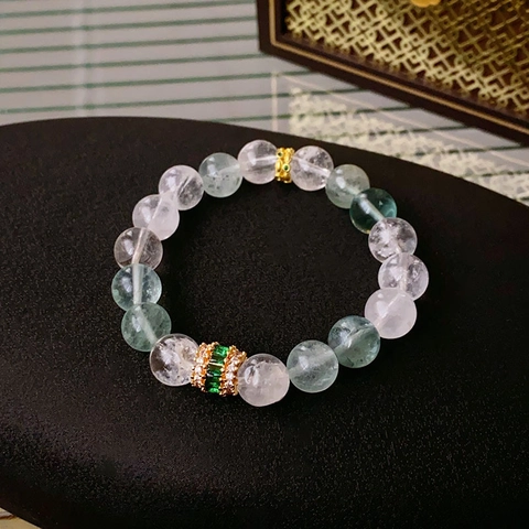 Bracelet En Perles De Cristal Fait Main Pierre Naturelle Zircon Alliage Charme Bijoux Élastiques Pour Femmes Style Élégant
