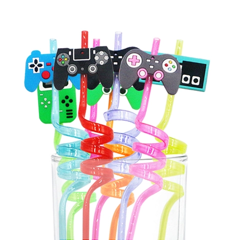 Cannucce Per Videogiochi In Plastica Spirale Riutilizzabile Per Feste Di Compleanno Bambini Forniture Decorative Tema