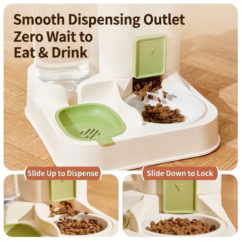 Distributeur Automatique De Nourriture Et D'eau Combo Gravité Gamelle Bouteille Plastique PP Pour Chats Chiens Moderne