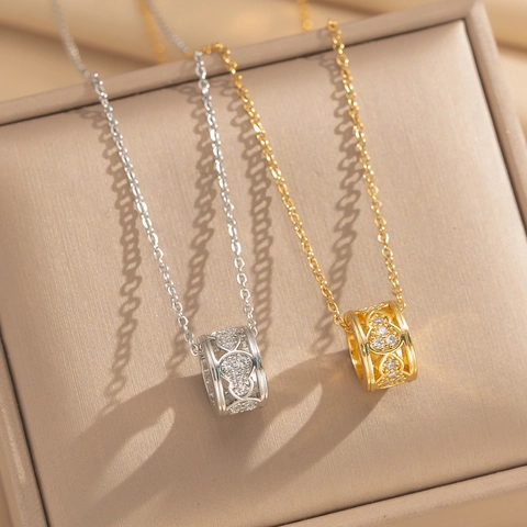 Modieuze Koperen Zirconia Fleskalebas Hanger Halsketting Voor Vrouwen Luxe Goud Zilver Verguld Cilindrische Sleutelbeenketting Sieraden