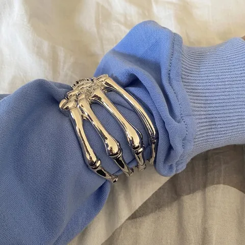 Gotisches Skelett Hand Knochen Armband Verstellbar Legierung Punk Geist Klaue Schmuck Für Damen Halloween Zubehör