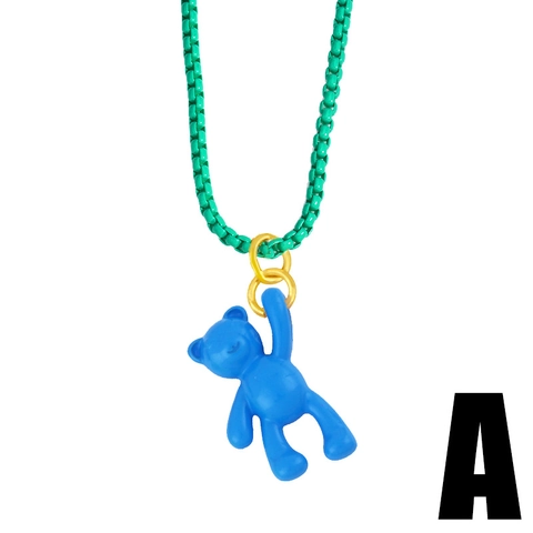 Collana Ciondolo Orso Carino Rame Placcato Oro 18K Smalto Colorato Choker Animale Y2K INS Gioielli Per Donne Ragazze