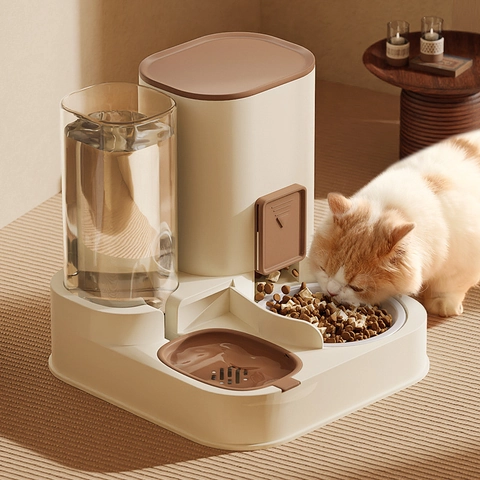 Automatic Pet Feeder And Water Dispenser Combo Gravity Food Station With Stainless Steel Or Ceramic Bowl For Cats Dogs