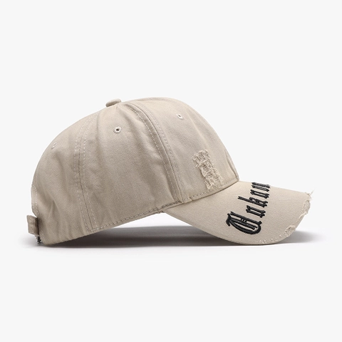Casquette De Baseball En Coton Distressé Vintage Broderie De Lettres Effilochées Ajustable Rétro Chapeau De Streetwear Pour Hommes Femmes