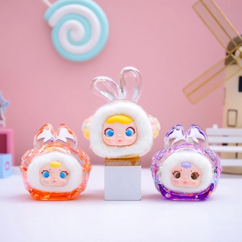 Figurine Mystère Animale Mignonne PVC Peluche Transparent Paillettes Personnage Dessin Animé Décor Cadeau