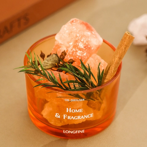 Natural Crystal Stone Aromatherapy Diffuser Essential Oil Cinnamon Stick Dried Flower Glass Cup Home Fragrance Ornament