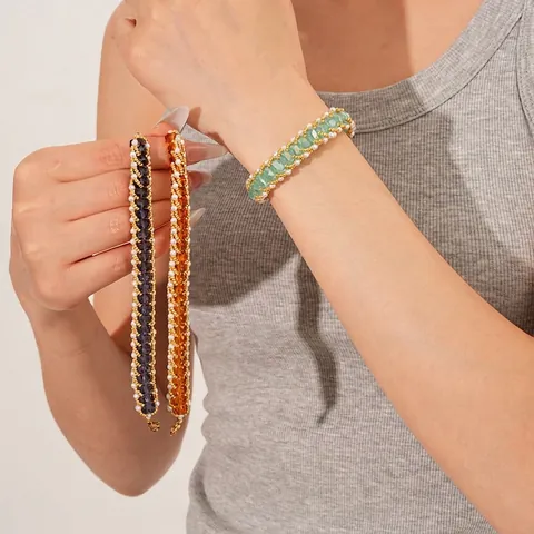 Bracciale Di Perline Intrecciato A Mano Con Cristallo Perla Artificial Finta Acciaio Al Titanio Moda Vintage Gioielli Eleganti Da Donna
