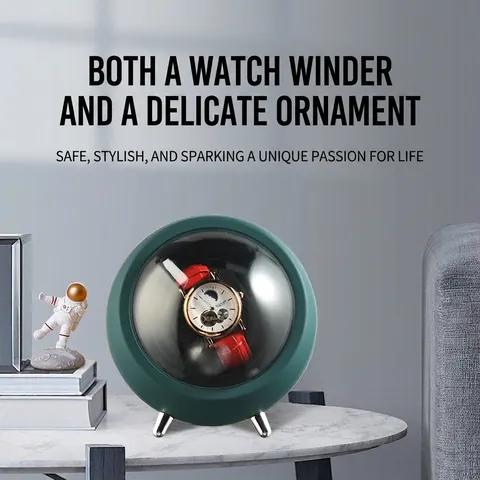 Automatic Watch Winder Silent Motor Space Capsule Design Single Mechanical Watch Rotator Case Anti-magnetic Dual Power Winding Box For Home Display