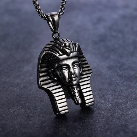 Collana Con Ciondolo Faraone Egiziano Antico Re Tut Acciaio Inossidabile Gioielli Testa Mitica Retrò Per Uomo