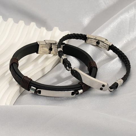 Bracciale In Pelle Intrecciata Da Uomo Con Ancora E Croce In Acciaio Inossidabile Stile Nautico Religioso Gioielli