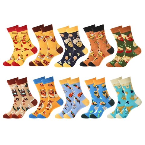 Lustige Crew Socken Mit Lebensmittel Grafik Baumwollmischung Neuheit Cartoon Pizza Kaffee Sushi Muster Mode Unisex