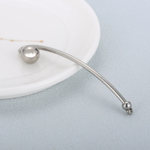 Stainless Steel Curved Barbell Connector With Bead And Loop Hook DIY Jewelry Making Component For Earring Pendant Charm