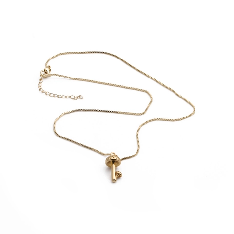 Französische Vintage Kupfer Pilz Anhänger Halskette Für Damen Gold Venezianerkette Minimalistischer Botanischer Schmuck