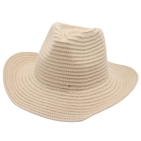 Cotton Yarn Knitted Fedora Hat Breathable Foldable Sun Protection Retro Jazz Cowboy Hat For Men Women