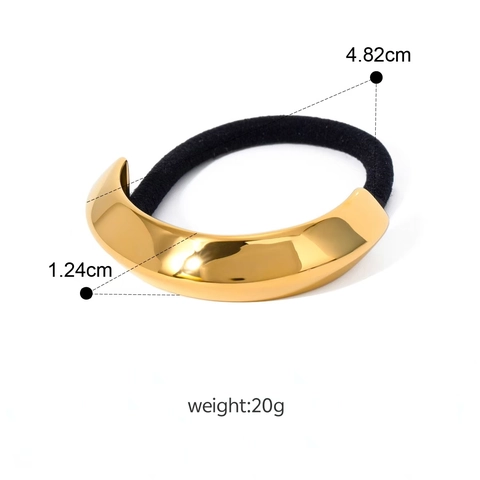 Stainless Steel 18K Gold Plated Hair Ties Elastic Hair Bands Metal Cuffs Ponytail Holders Minimalism For Women
